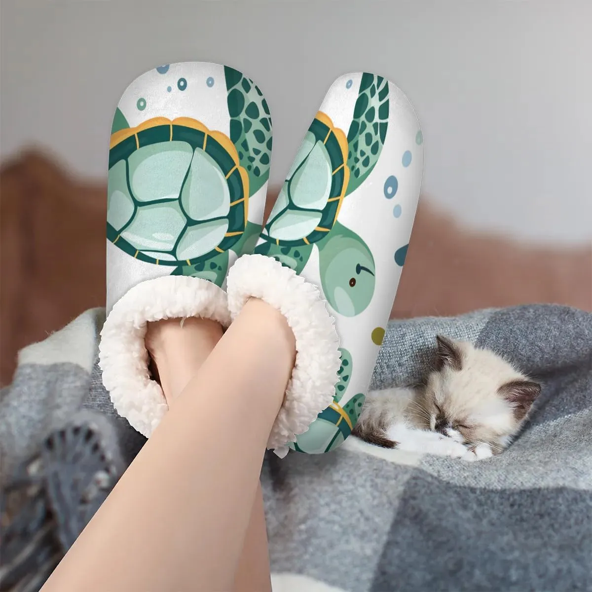 Ocean Sea Turtle Starfish Soft Home Slippers for Women Lightweight Men's House Shoes Women's Slippers
