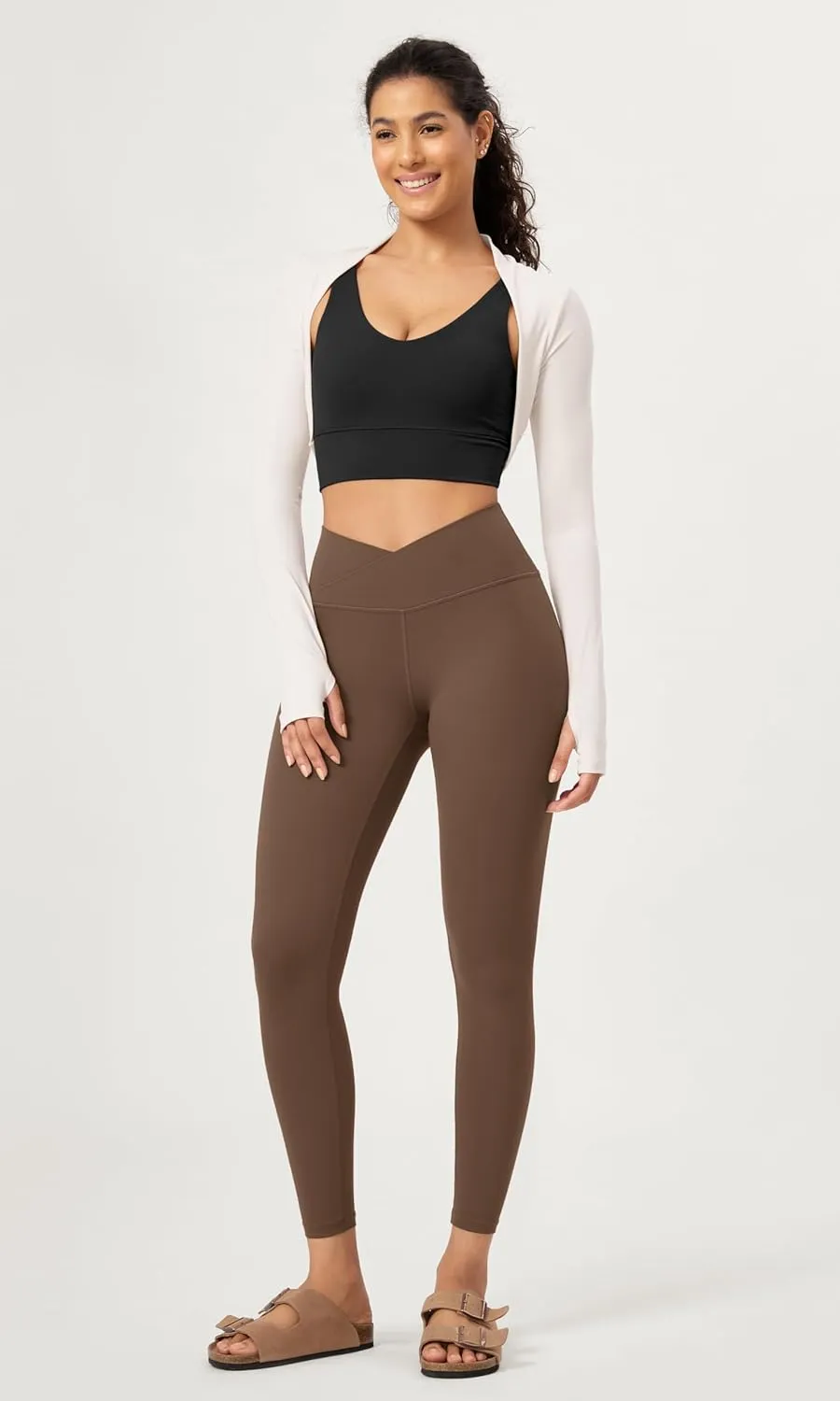ODODOS Women's Buttery Soft Cross Waist Leggings, ODCLOUD 25" / 28" Crossover Lounge Yoga Pants