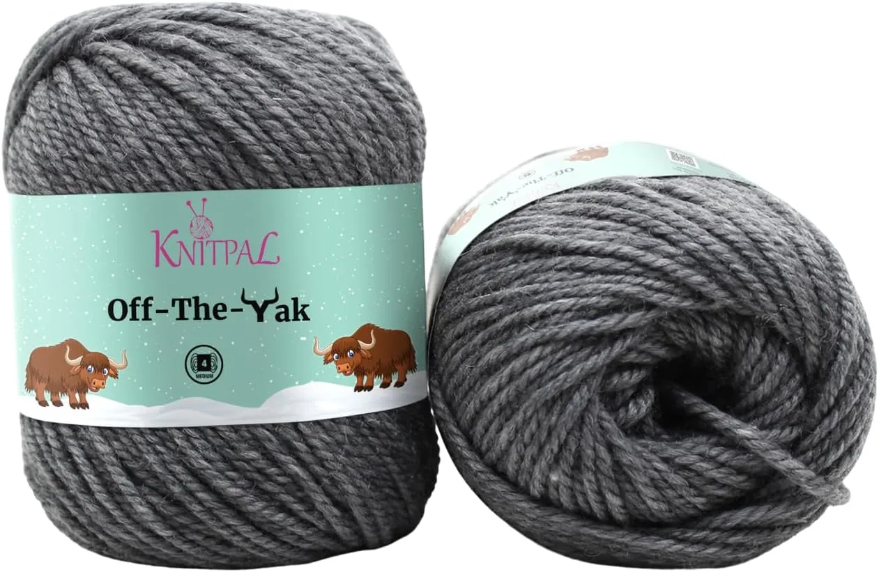 Off-The-Yak Wool Yarn for Crocheting, 3 Skeins, 360Yds/300G, Free Patterns - Wool Acrylic Blend Yarn for Knitting - #4 Medium Worsted Weight - Asphalt Gray