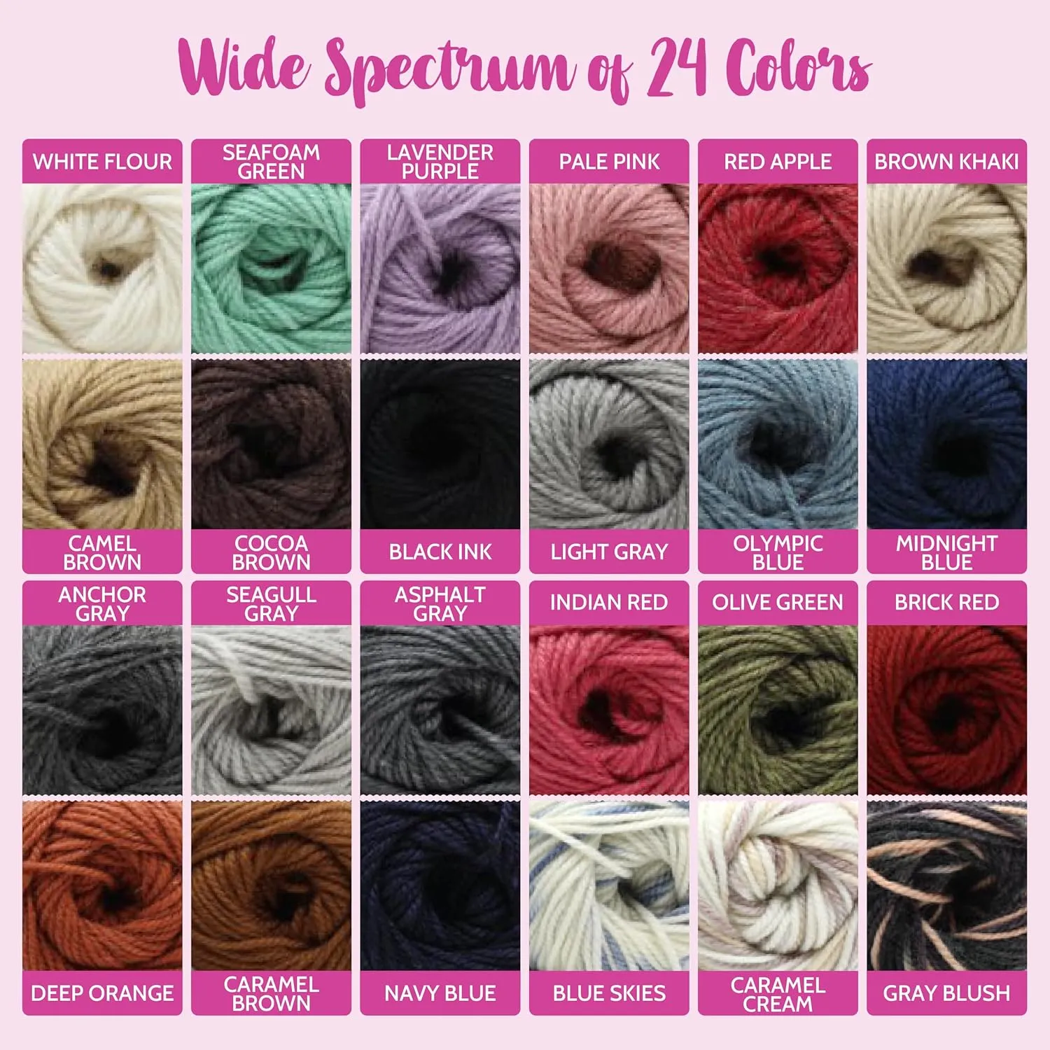 Off-The-Yak Wool Yarn for Crocheting, 3 Skeins, 360Yds/300G, Free Patterns - Wool Acrylic Blend Yarn for Knitting - #4 Medium Worsted Weight - Asphalt Gray