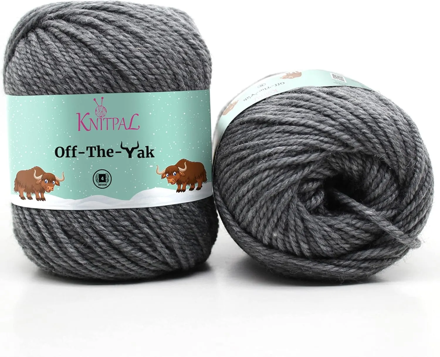 Off-The-Yak Wool Yarn for Crocheting, 3 Skeins, 360Yds/300G, Free Patterns - Wool Acrylic Blend Yarn for Knitting - #4 Medium Worsted Weight - Asphalt Gray