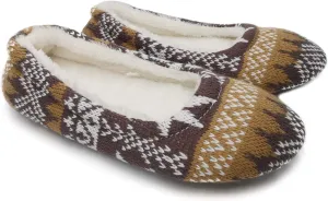 ofoot Womens Indoor Warm Knit House Shoes,Ballerina Slipper Socks,Washable Ballet Style Flats,Soft Soled Non Slip Rubber Bottom with Grips