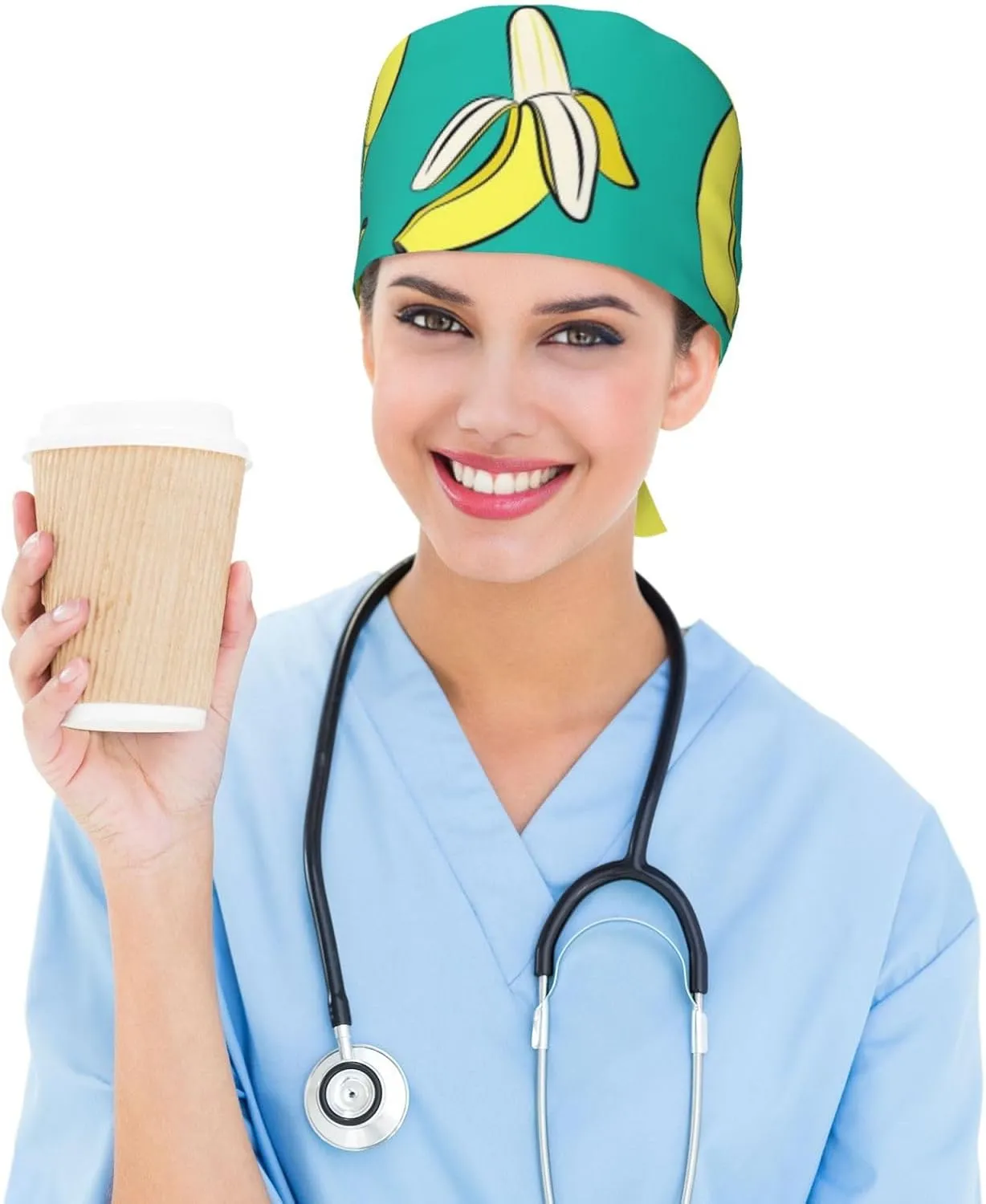 Ohio State Gray Adjustable Working Cap Scrub Hat Sweatband, Fashional Bandage Tie Back Nurse Head Cover for Women Men
