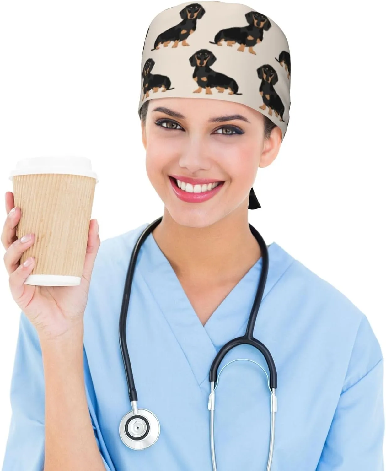 Ohio State Gray Adjustable Working Cap Scrub Hat Sweatband, Fashional Bandage Tie Back Nurse Head Cover for Women Men
