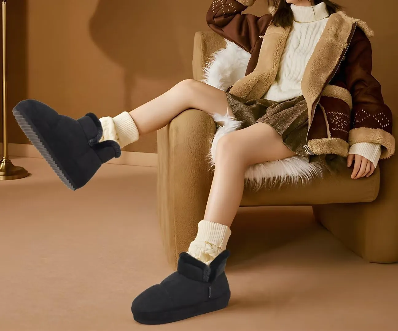 ONCAI Womens Slippers House Slippers for Woman Slipper Boots for Women Ladies Winter Fuzzy Warm Bootie Indoor Outdoor
