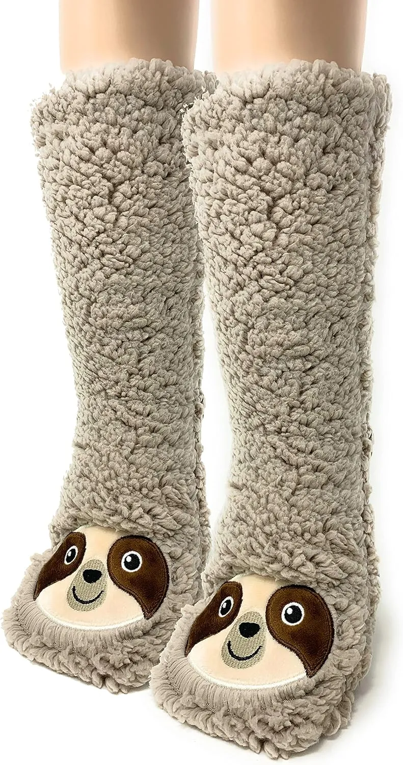 ooohyeah Womens Non Slip Fuzzy 3D Animal Slipper Socks, Funny Warm Cozy Fluffy Cute Indoor Slippers with Grippers