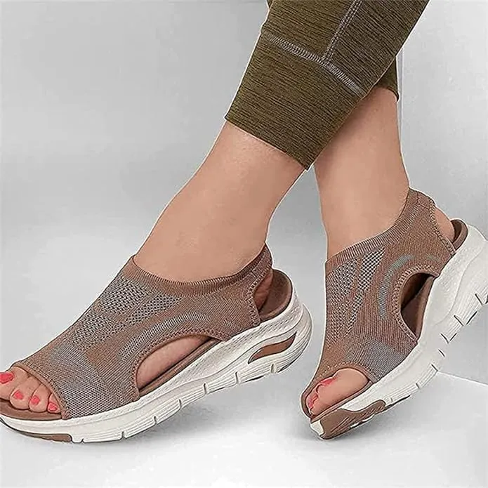 Open Toe Tennis Shoes, Contrast Paneled Cutout Lace-Up Muffin Sandals, Women Causal Summer Toe Platform Sneaker Sandals