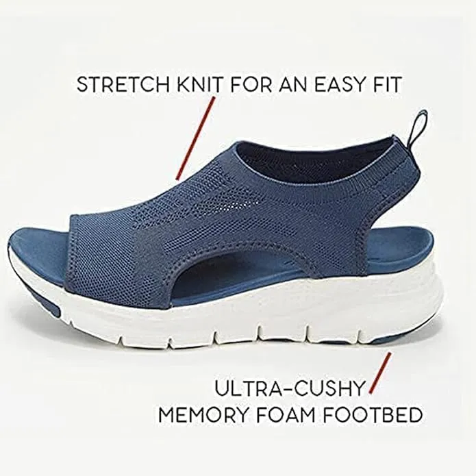 Open Toe Tennis Shoes, Contrast Paneled Cutout Lace-Up Muffin Sandals, Women Causal Summer Toe Platform Sneaker Sandals