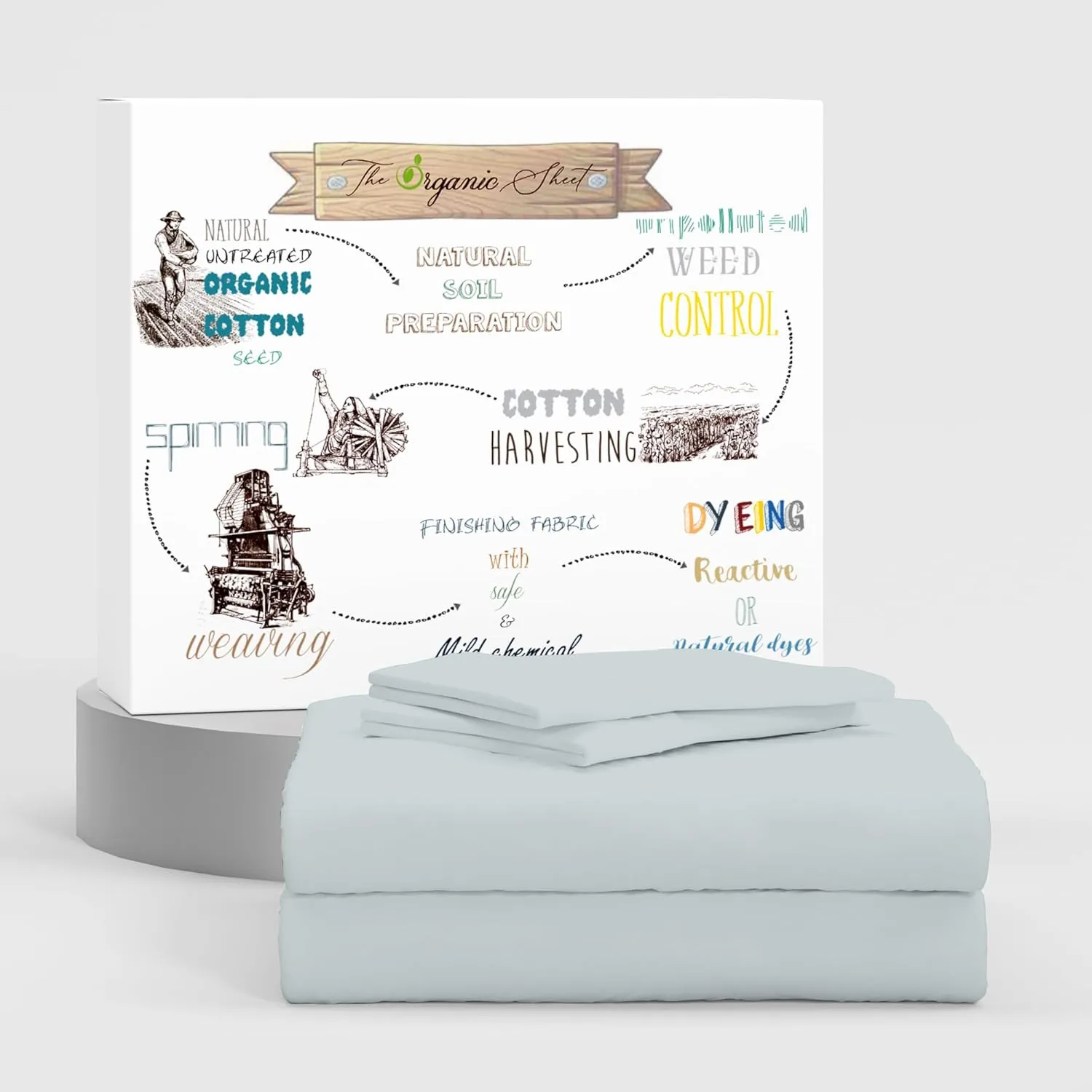 Organic 100% Cotton, Soft Gray King Size Sheet Set, 4-Piece Deep Pockets Soft Gray Bed Sheets, Cool & Crisp Percale Sheets for King Size Bed, Easy Fit