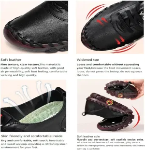 Ortho Leather Soft Leather 4D Pain ReliefShoes Womens Non-Slip Handmade Cowhide Casual Loafers Mom Comfort Shoes