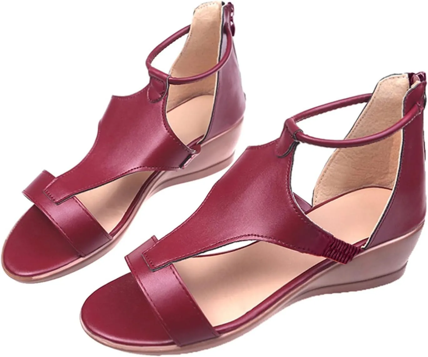 Orthotic Sandals for Women Women's Arch Support Orthopedic Sandals Comfortable Walking Thong Sandal Flip Flops Comfy Wedge Slippers Anti-Slip Breathable Sandals Dressy Summer Beach (A-Wine, 7.5)
