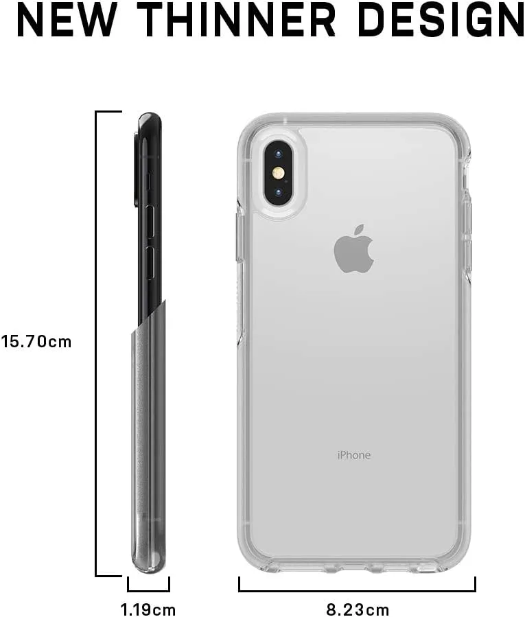 OtterBox iPhone XR Symmetry Series Case - STARDUST (SILVER FLAKE/CLEAR), ultra-sleek, wireless charging compatible, raised edges protect camera & screen