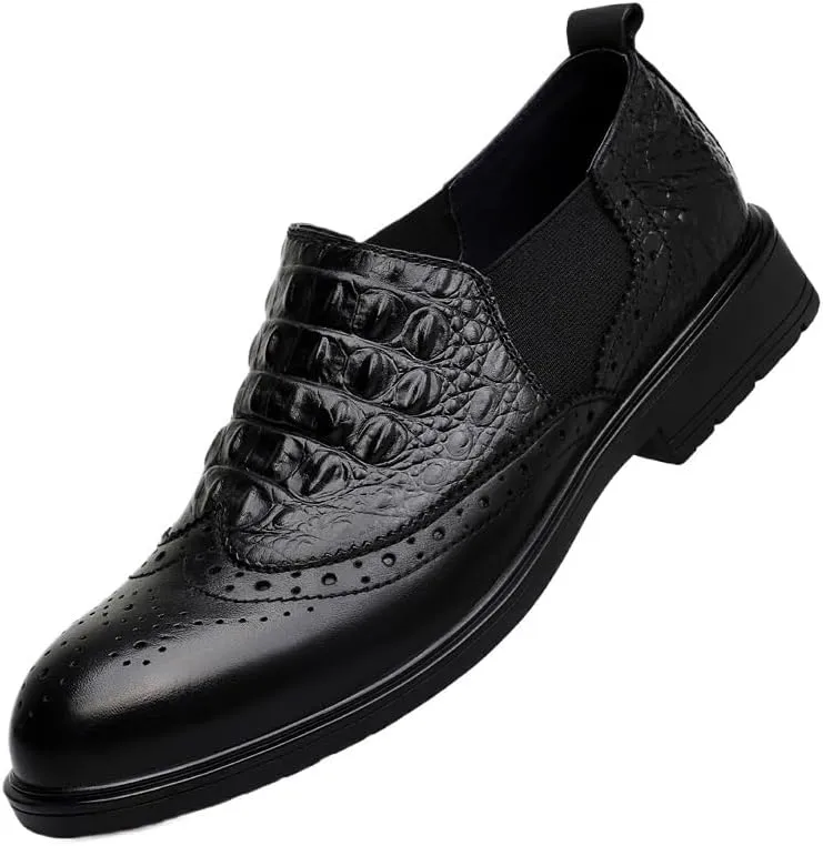 Oxford Shoes for Men's Vegan Pu Leather Classic Slip-on Plain Toe Rubber Sole Slip Prom