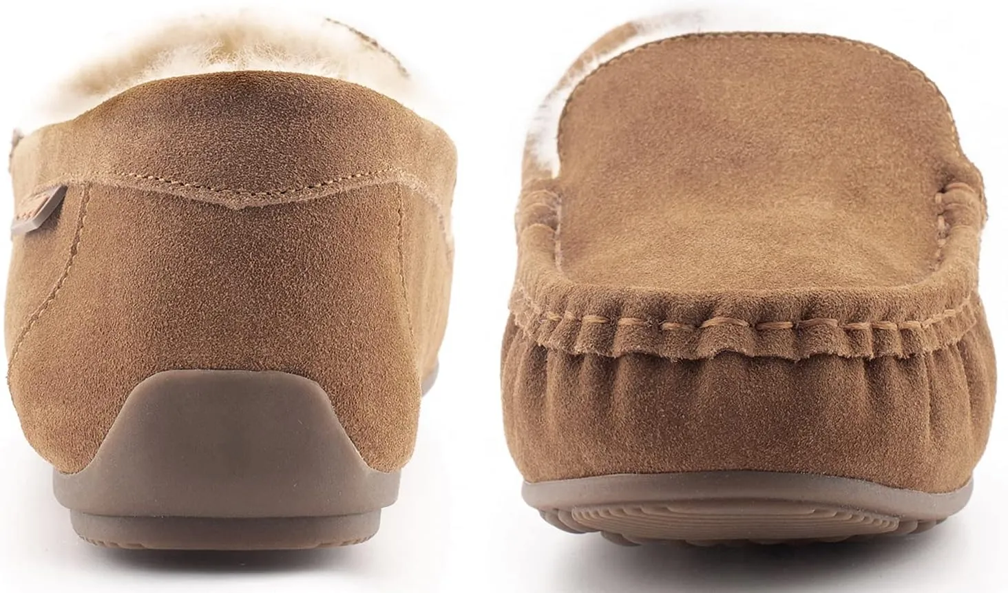 Parfeying Women's Sheepskin Moccasin Slippers Cow Suede Memory Foam Driving Style Loafers