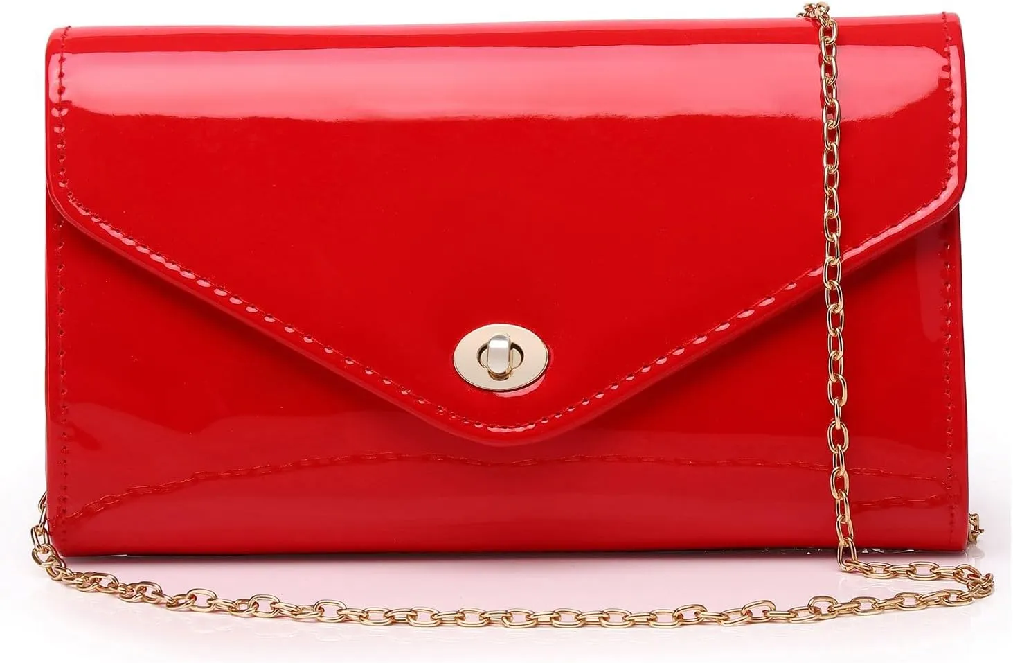 Patent Leather Envelope Clutch Womens Evening Handbag Stylish Shoulder Crossbody Bag for Dating Wedding Party Prom