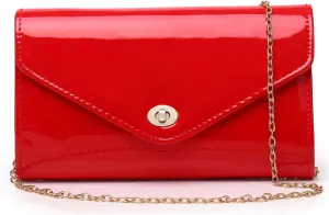 Patent Leather Envelope Clutch Womens Evening Handbag Stylish Shoulder Crossbody Bag for Dating Wedding Party Prom