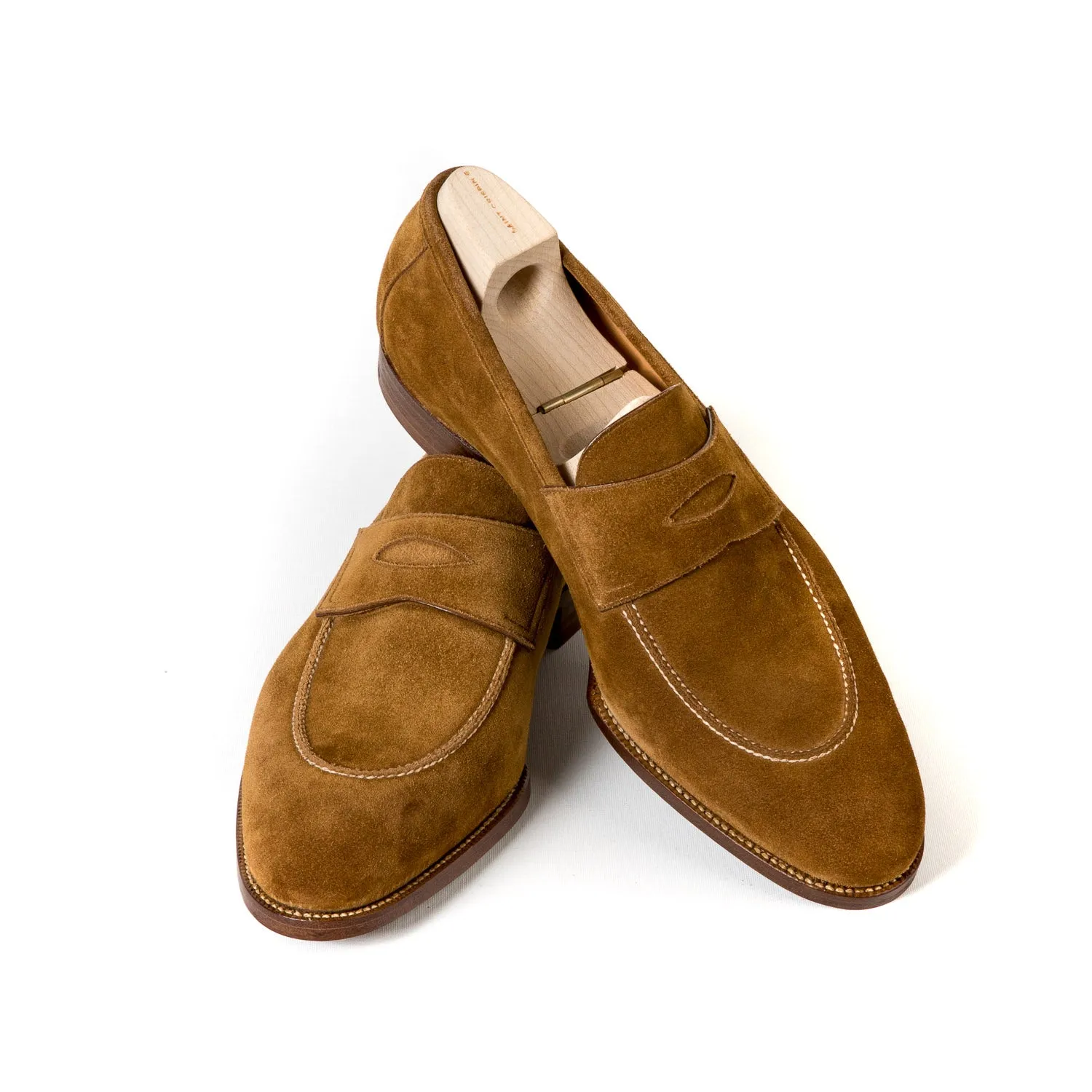 Pennyloafer "Dress" made of Light Brown Suede - purely handmade