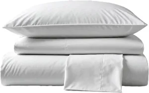 Peru Pima Bed Sheet Set – Queen Size, 4 Pieces, 100% Peruvian Pima Cotton, Percale, 415 Thread Count, Cooling, Breathable & Soft, Hotel-Quality Bedding, White