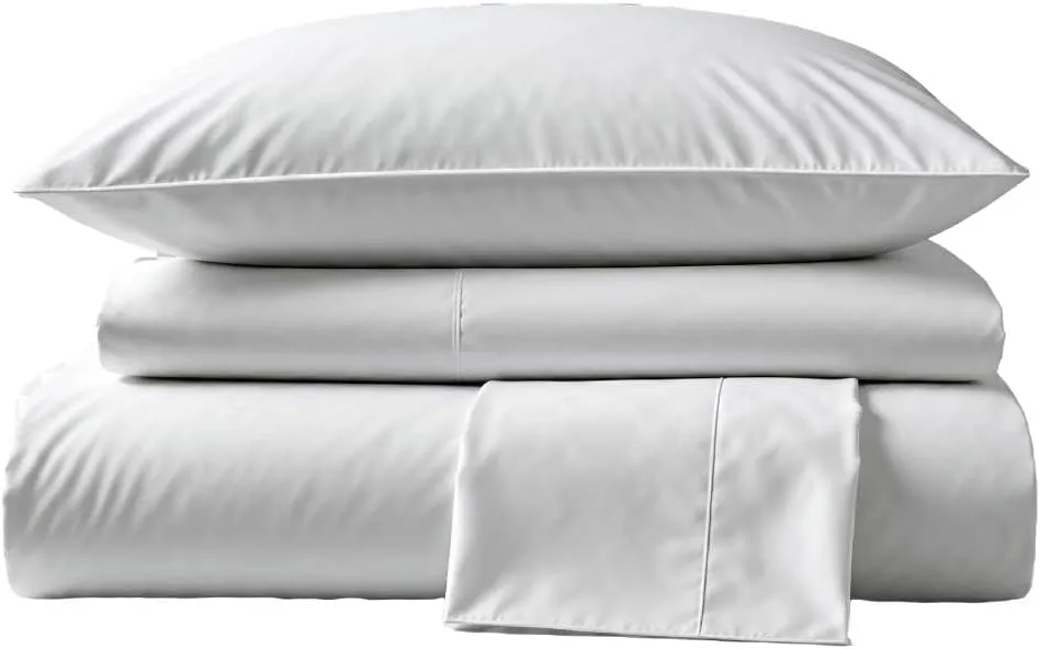 Peru Pima Bed Sheet Set – Queen Size, 4 Pieces, 100% Peruvian Pima Cotton, Percale, 415 Thread Count, Cooling, Breathable & Soft, Hotel-Quality Bedding, White