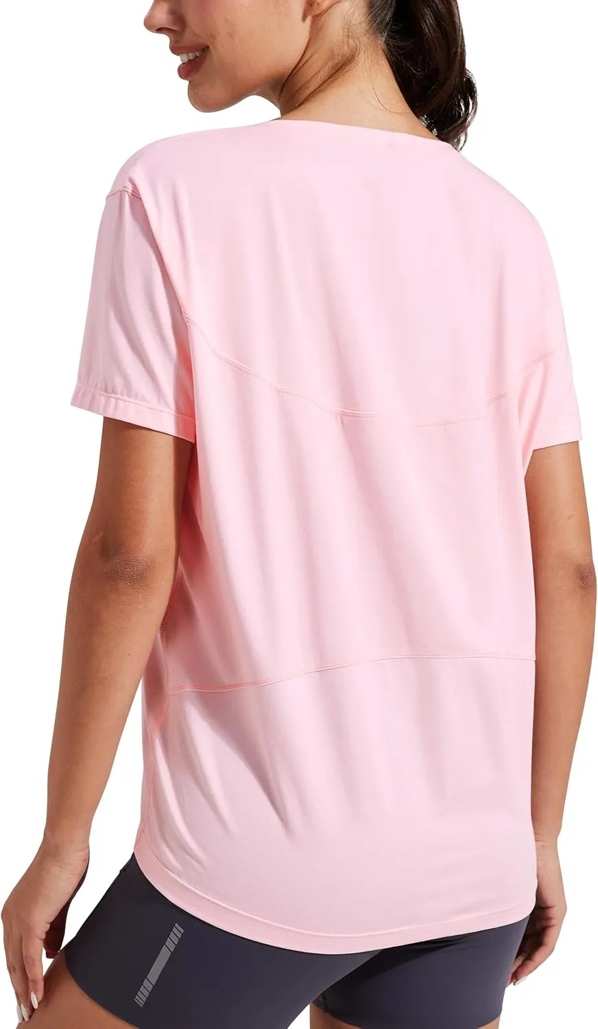 Pioneer Camp Women's Bamboo Viscore Short Sleeve Shirt Neck Loose Fit Workout T-Shirt Gym Athletic Casual Tops