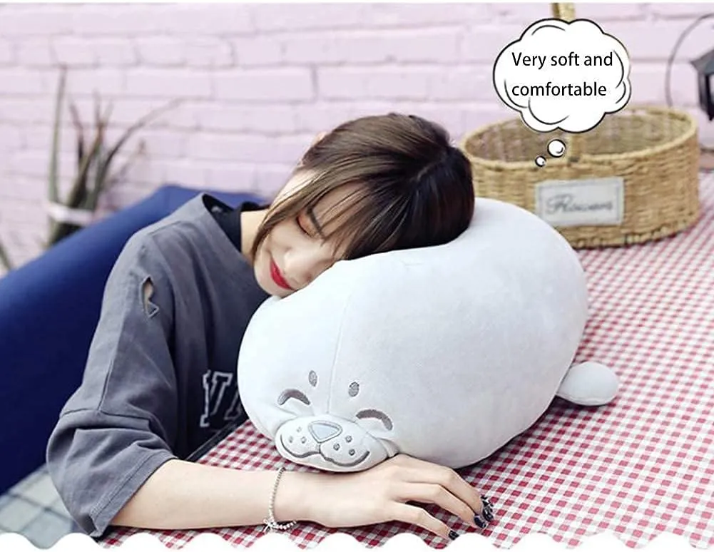 Plush Cute Seal Pillow - Stuffed Cotton Soft Animal Toy Grey 16.5 inches/45 cm (Small) Gifts for Kids/Couples/Family/Friends