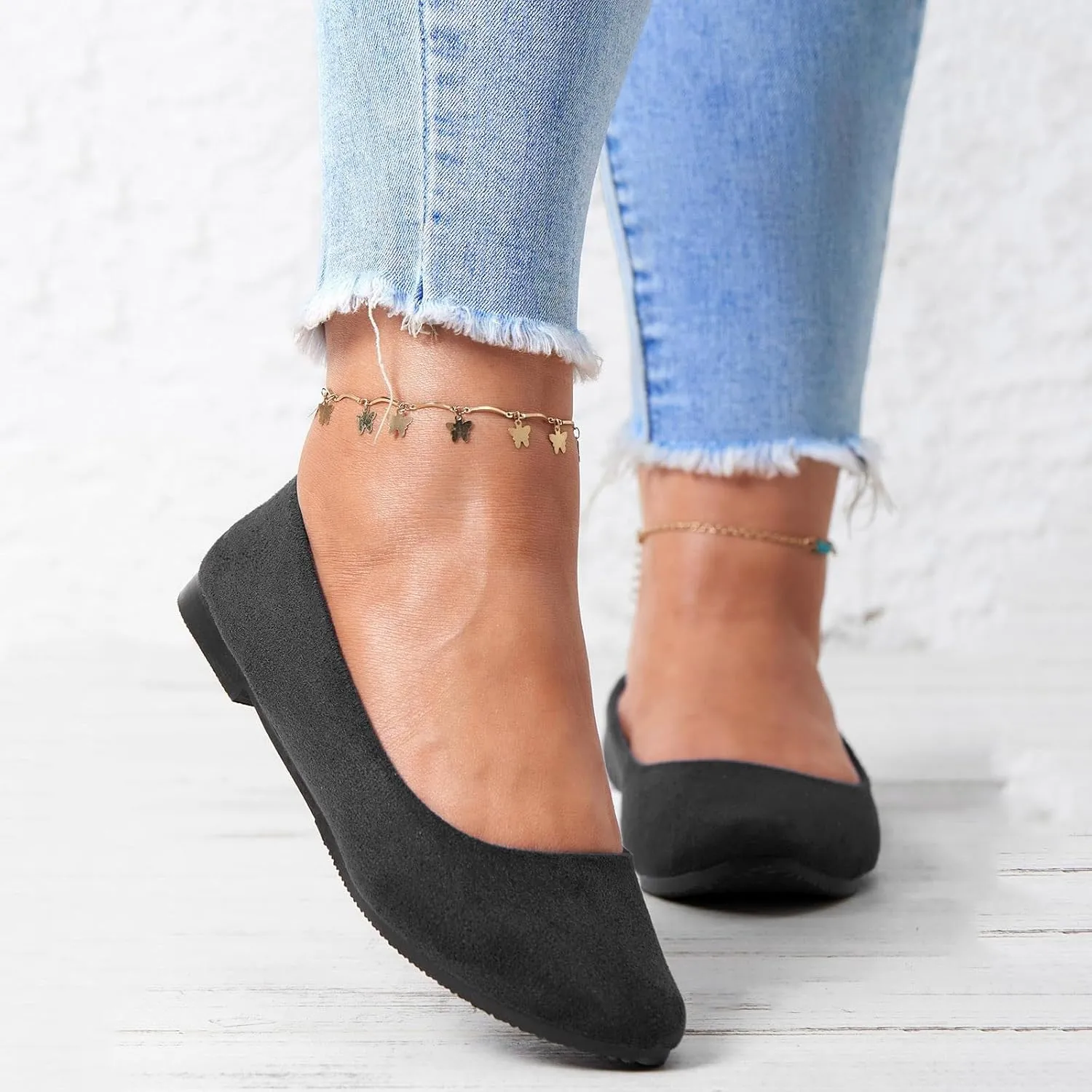 Pointed Toe Flats for Women Dressy Casual, Low Heel Dress Shoes Comfortable, Slip-on Business Work Loafer Shoes Ballet Flats