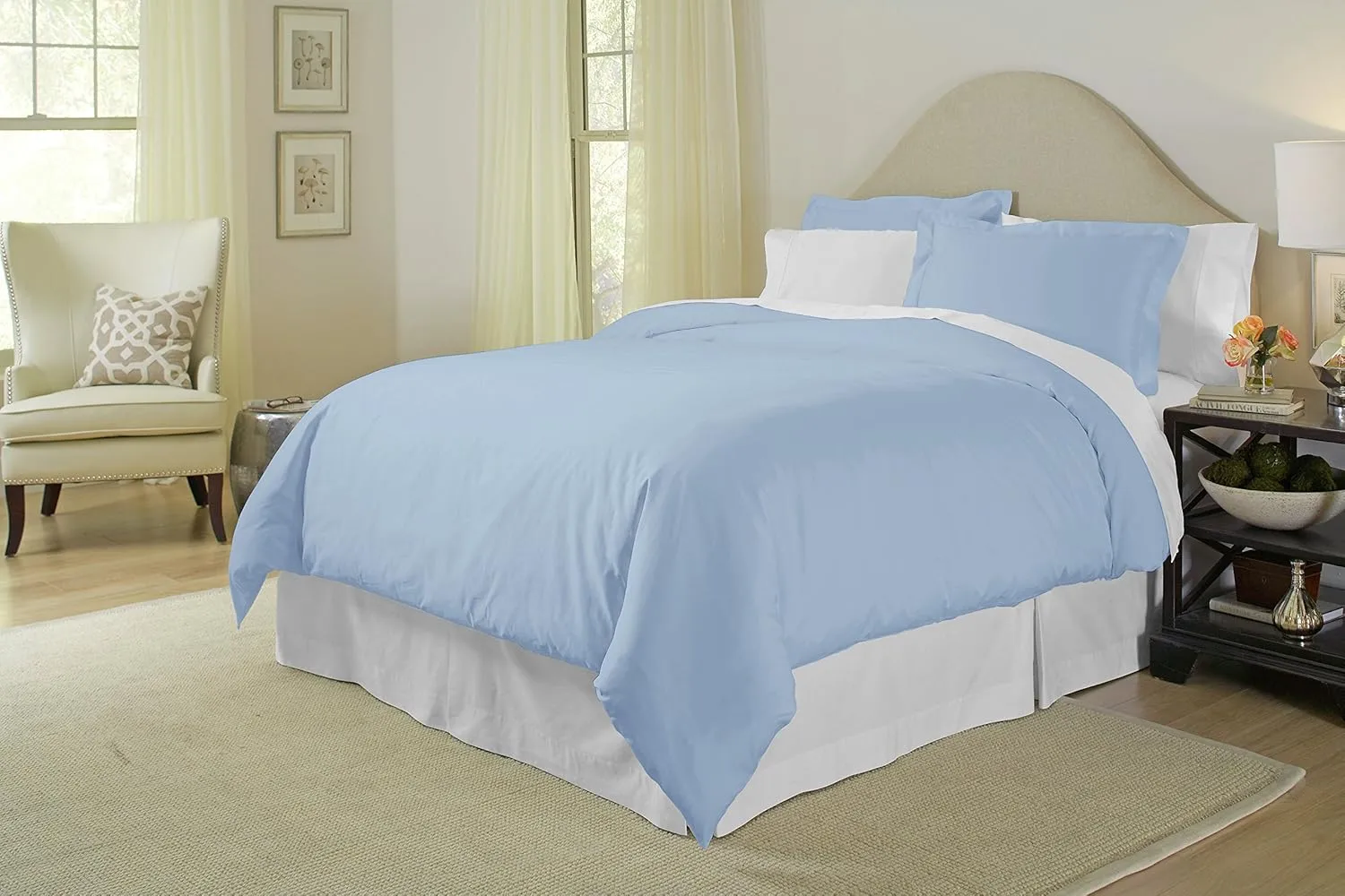 Pointehaven 400 Thread Count Deep Pocket 100% Pima Cotton Sheet Set, Dusty Blue, Queen