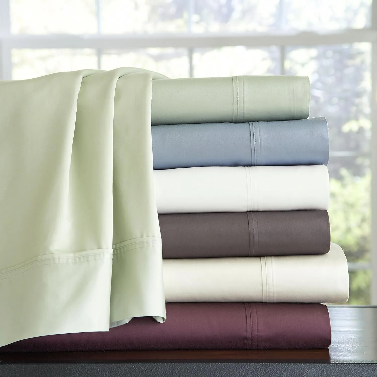 Pointehaven 400 Thread Count Deep Pocket 100% Pima Cotton Sheet Set, Dusty Blue, Queen