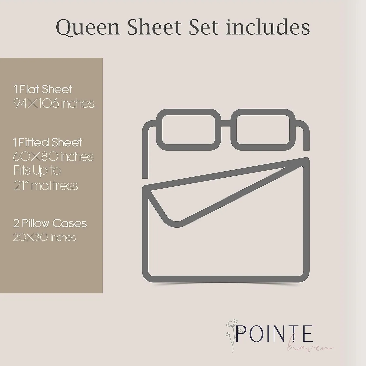 Pointehaven 400 Thread Count Deep Pocket 100% Pima Cotton Sheet Set, Dusty Blue, Queen