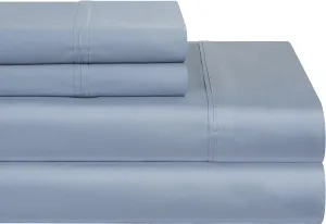 Pointehaven 400 Thread Count Deep Pocket 100% Pima Cotton Sheet Set, Dusty Blue, Queen