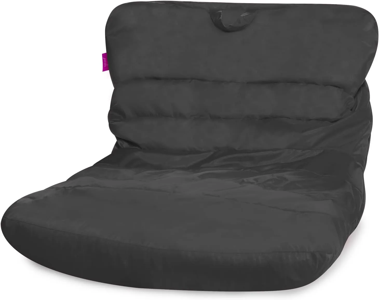 Posh Creations Structured Comfy Bean Bag Chair for Gaming, Reading, and Watching TV, Laguna Lounger, Microsuede - Charcoal Gray