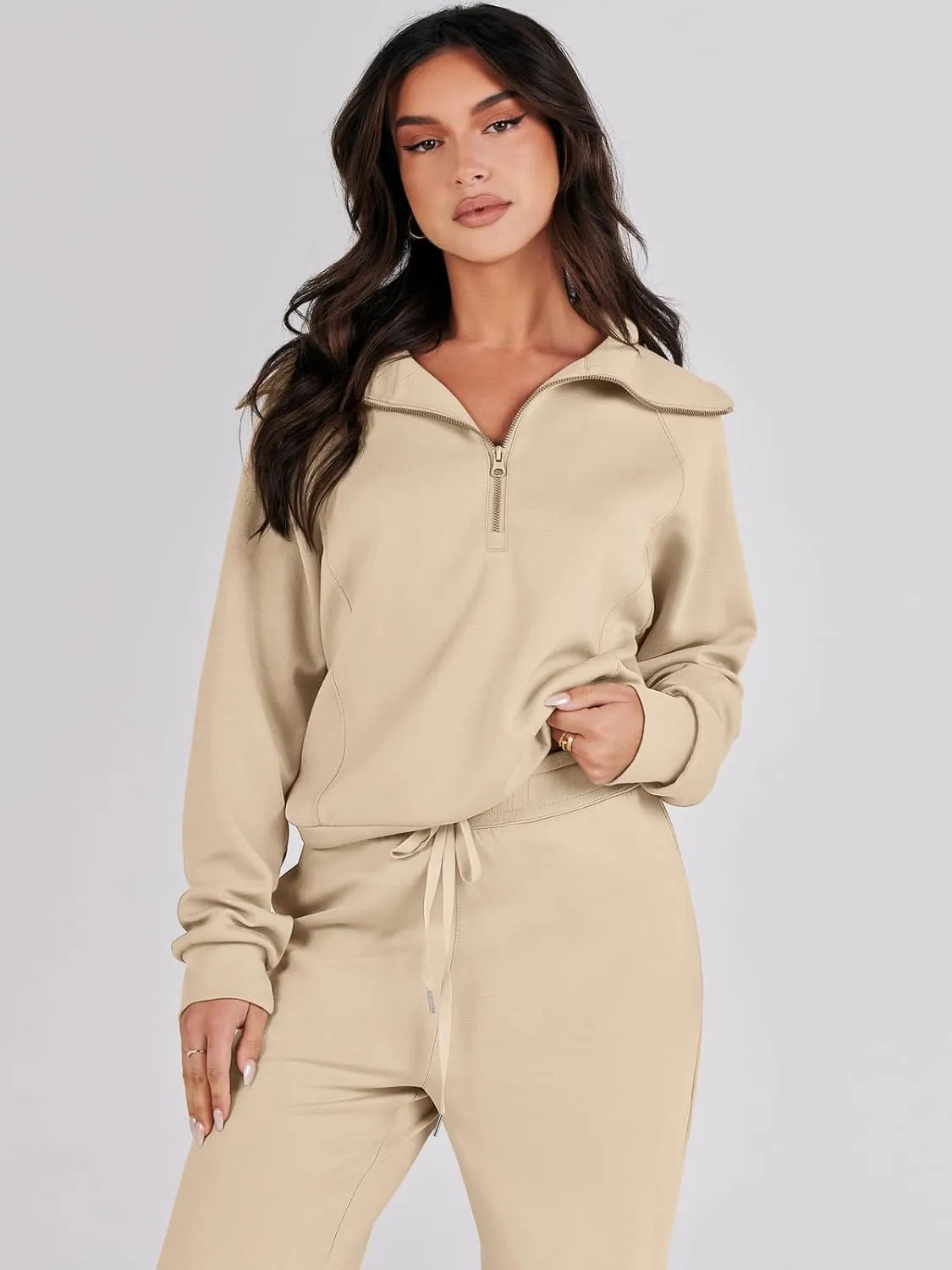 Prinbara Women 2 Piece Outfits Lounge Sets 2024 Winter Oversized Sweatshirt Wide Leg Pant Casual Matching Sweat Set Tracksuit