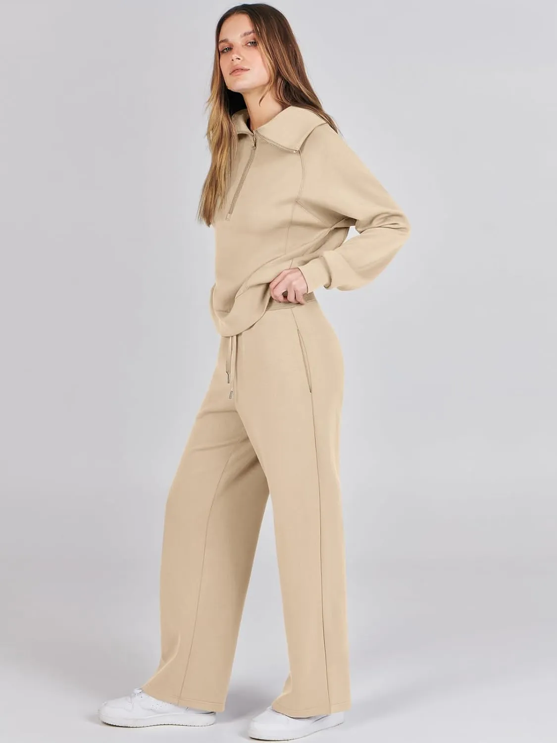 Prinbara Women 2 Piece Outfits Lounge Sets 2024 Winter Oversized Sweatshirt Wide Leg Pant Casual Matching Sweat Set Tracksuit