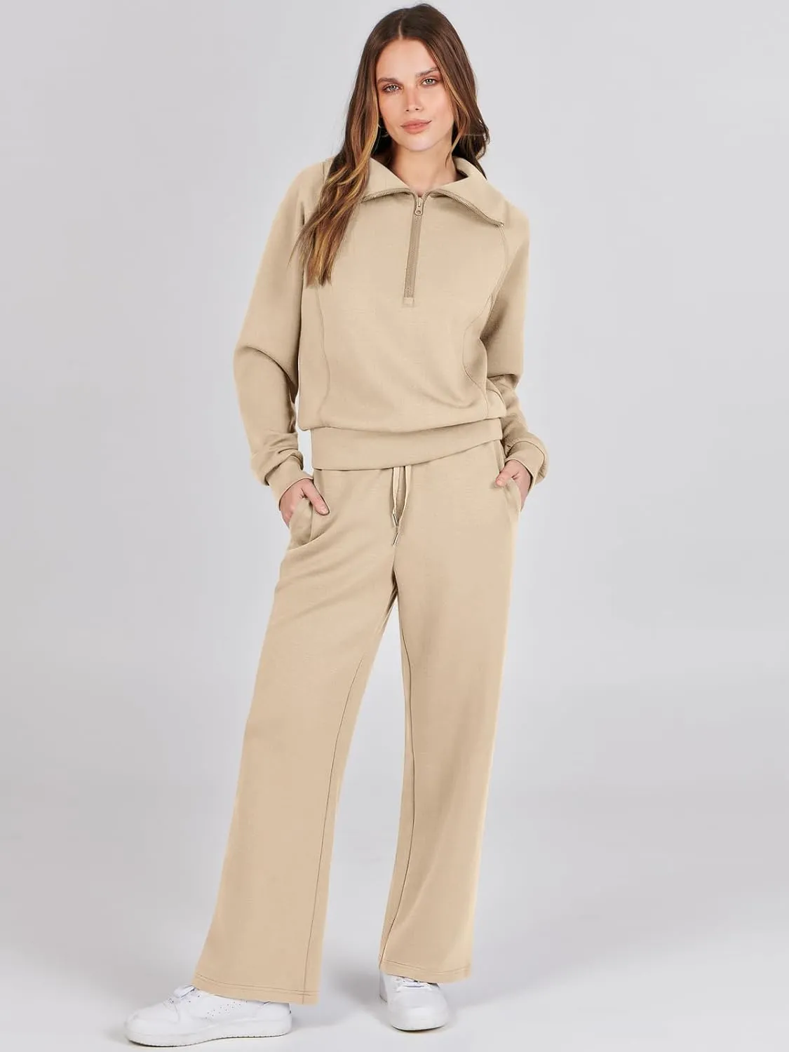 Prinbara Women 2 Piece Outfits Lounge Sets 2024 Winter Oversized Sweatshirt Wide Leg Pant Casual Matching Sweat Set Tracksuit