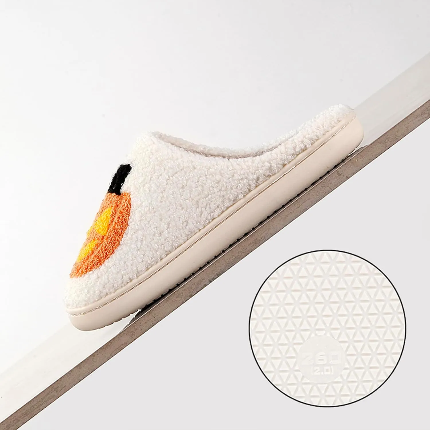 Pumpkin Halloween Slippers for Women Men Memory Foam Cozy Plush Slippers Couple Indoor Hous Slippers