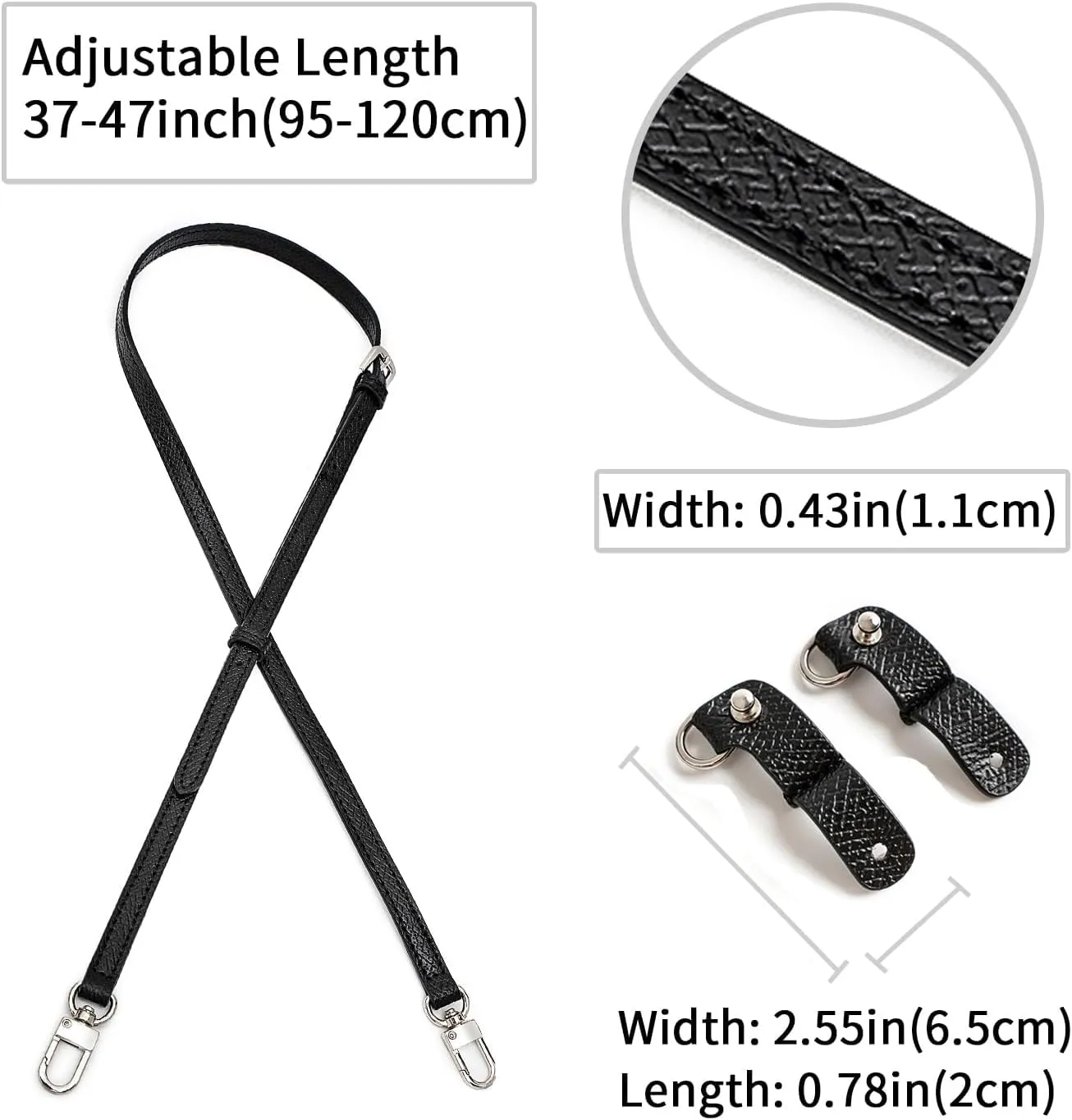 Purse Straps Replacement, Leather Handbag Crossbody Shoulder Strap Kit Adjustable for Mini Longcamp Tote Bag Women