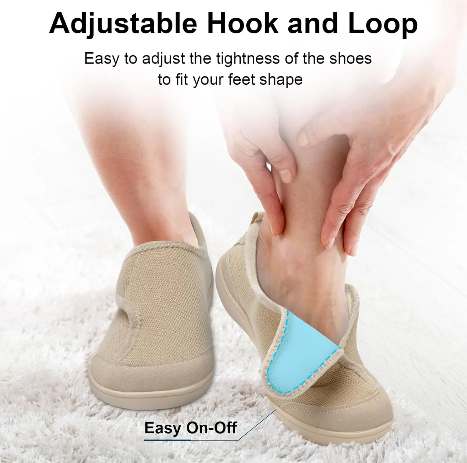 QFH Cozy Slippers for Women & Men - Wide, Diabetic, Barefoot Walking Shoes - Non-Slip, Soft Lining, Comfy House Shoes
