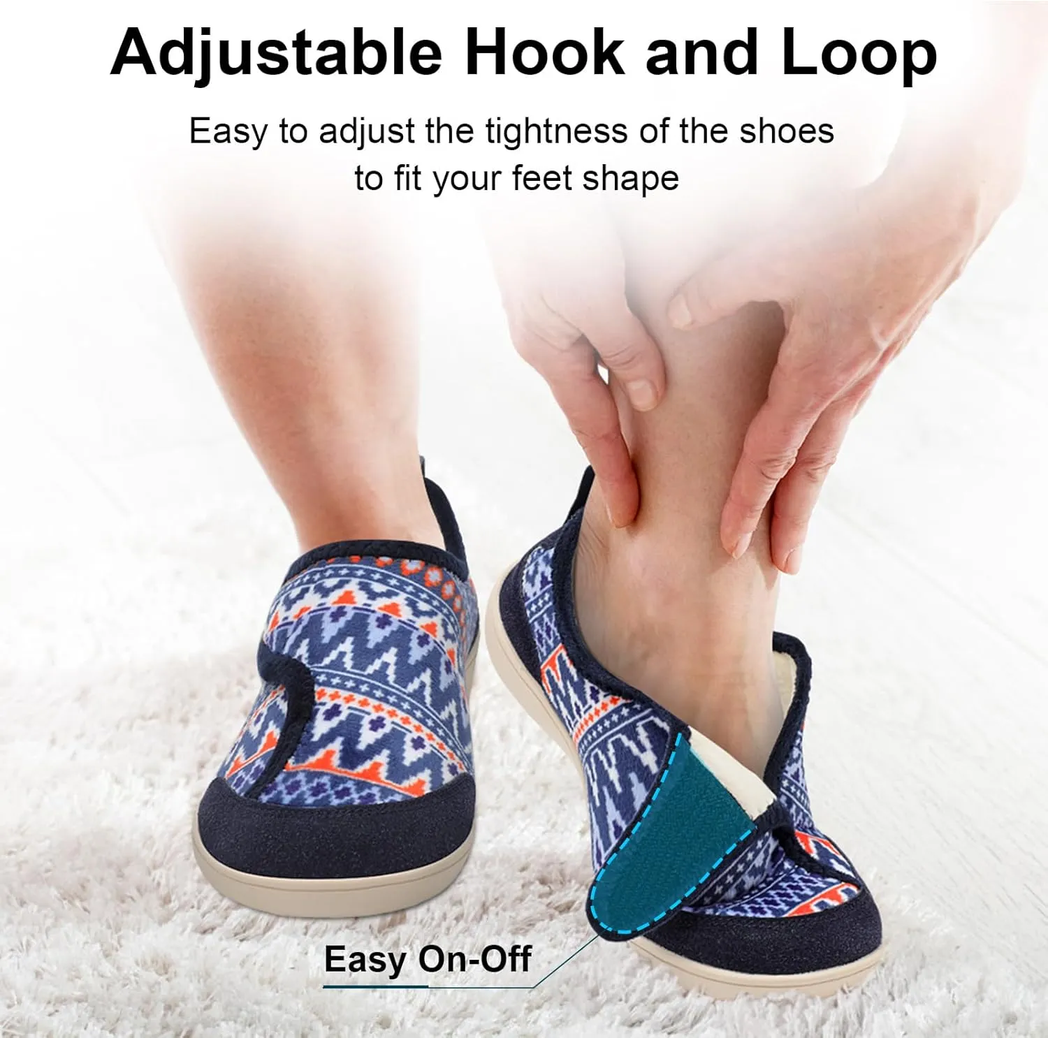 QFH Cozy Slippers for Women & Men - Wide, Diabetic, Barefoot Walking Shoes - Non-Slip, Soft Lining, Comfy House Shoes
