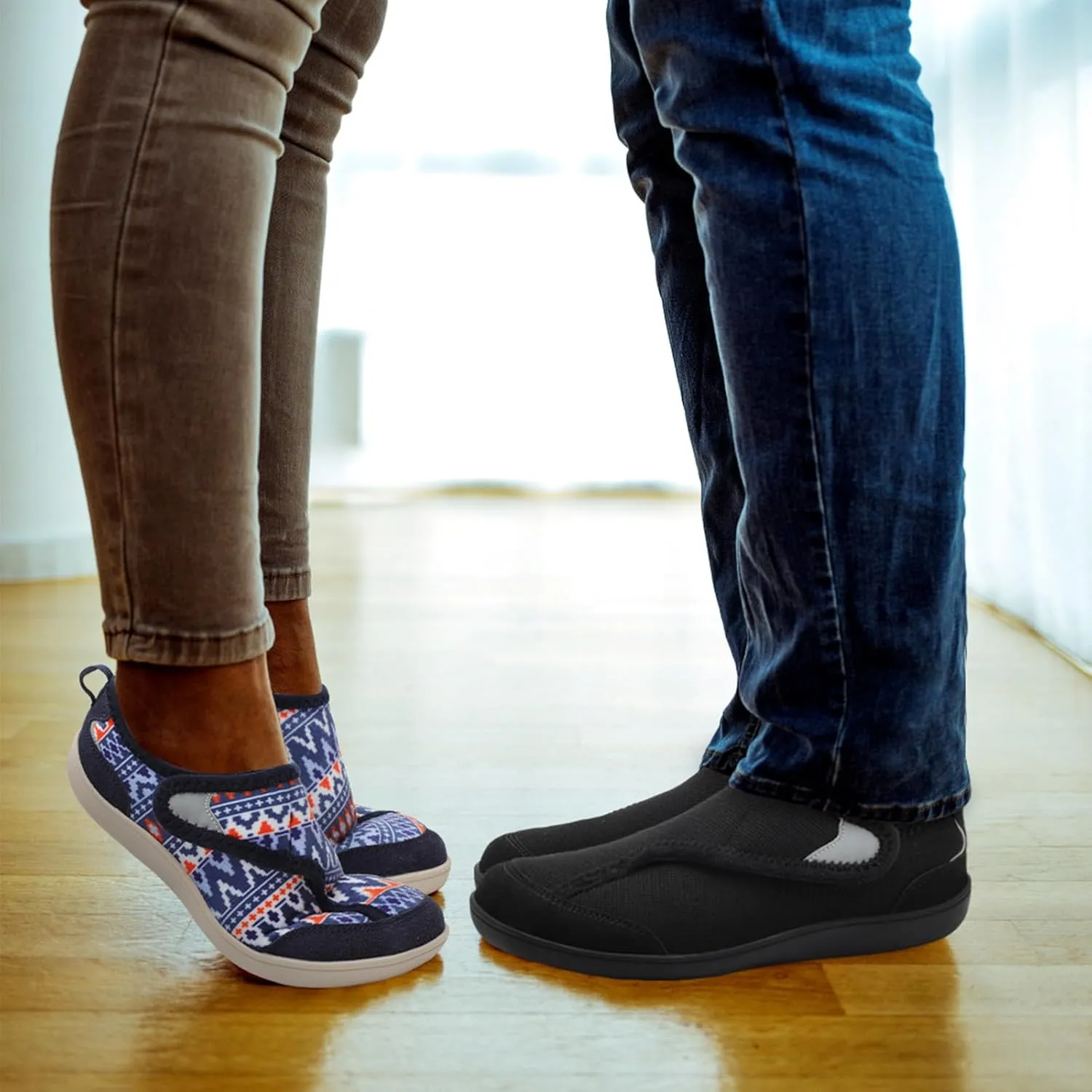 QFH Cozy Slippers for Women & Men - Wide, Diabetic, Barefoot Walking Shoes - Non-Slip, Soft Lining, Comfy House Shoes