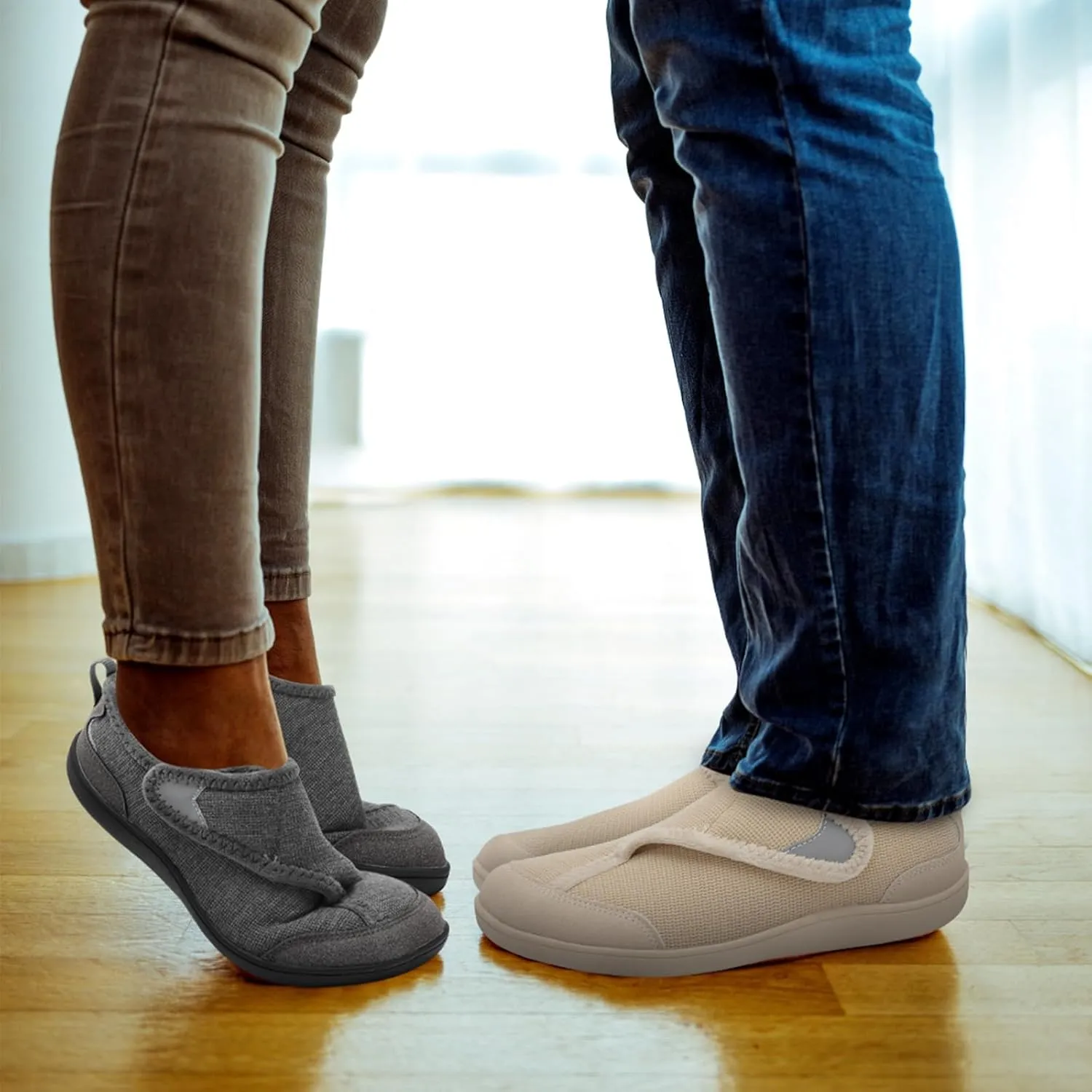 QFH Cozy Slippers for Women & Men - Wide, Diabetic, Barefoot Walking Shoes - Non-Slip, Soft Lining, Comfy House Shoes