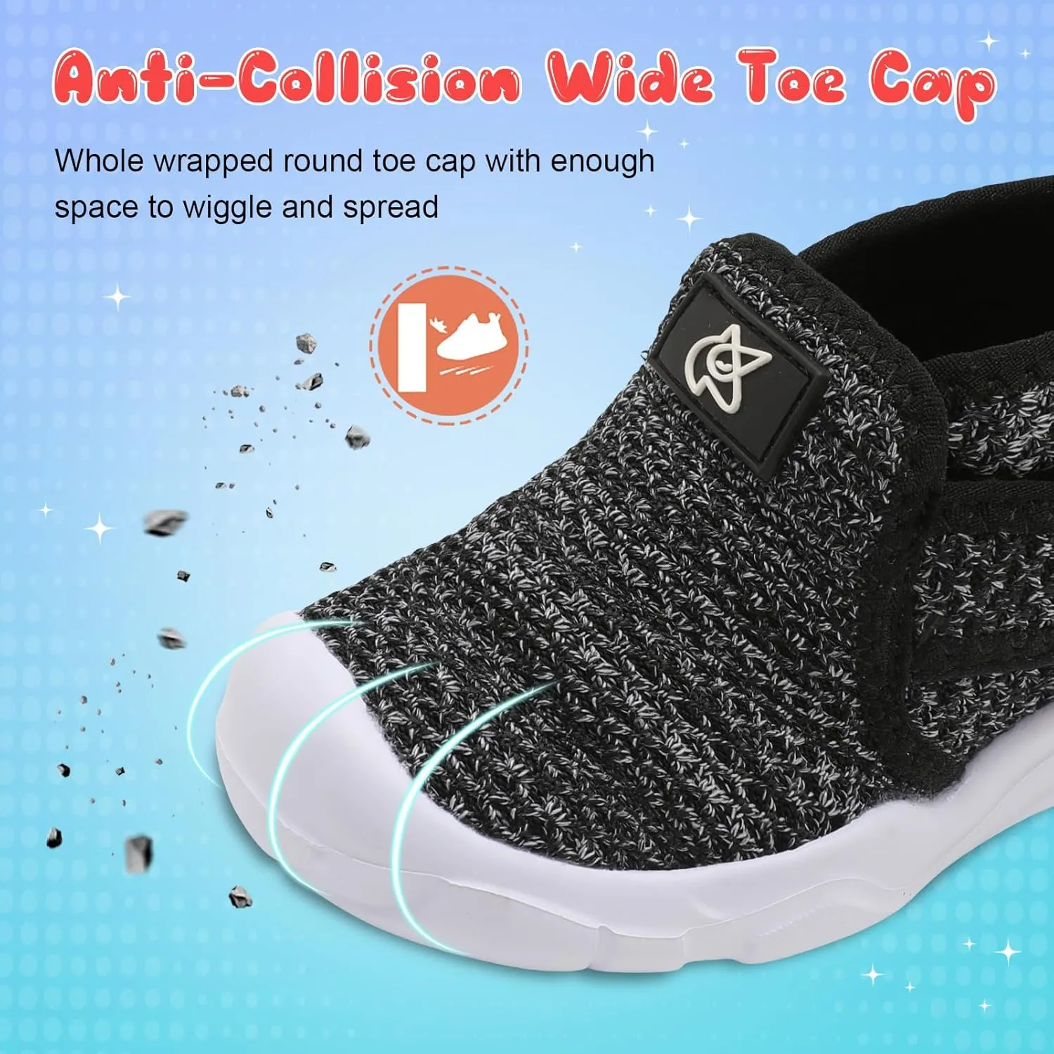 QFH Toddler Shoes Boys Girls Sneakers Comfy Barefoot Shoes Kids Adjustable Hook and Loop Walking Shoes Wide Toe Box Breathable Shoes