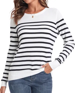 QUALFORT Women's Sweater 100% Cotton Soft Knit Pullover Tops