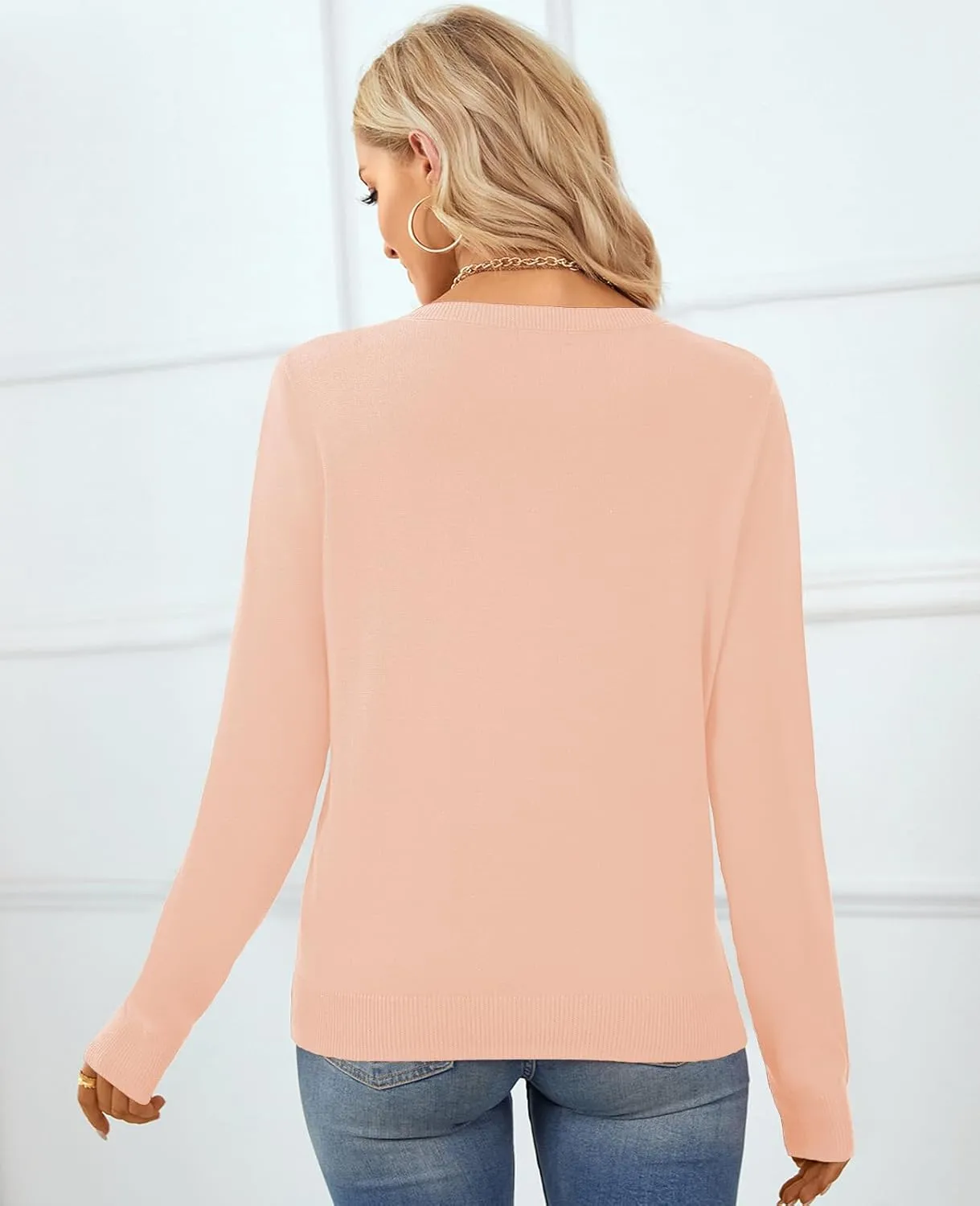 QUALFORT Women's Sweater 100% Cotton Soft Knit Pullover Tops