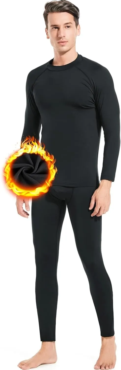 qualidyne Thermal Underwear for Men Long Johns Fleece Lined Winter Warm Base Layer Set Bottom Top for Cold Weather