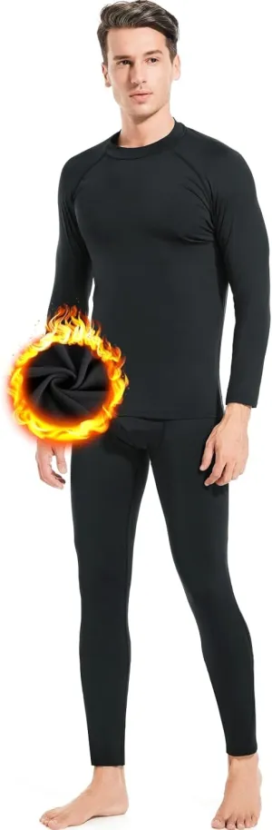 qualidyne Thermal Underwear for Men Long Johns Fleece Lined Winter Warm Base Layer Set Bottom Top for Cold Weather