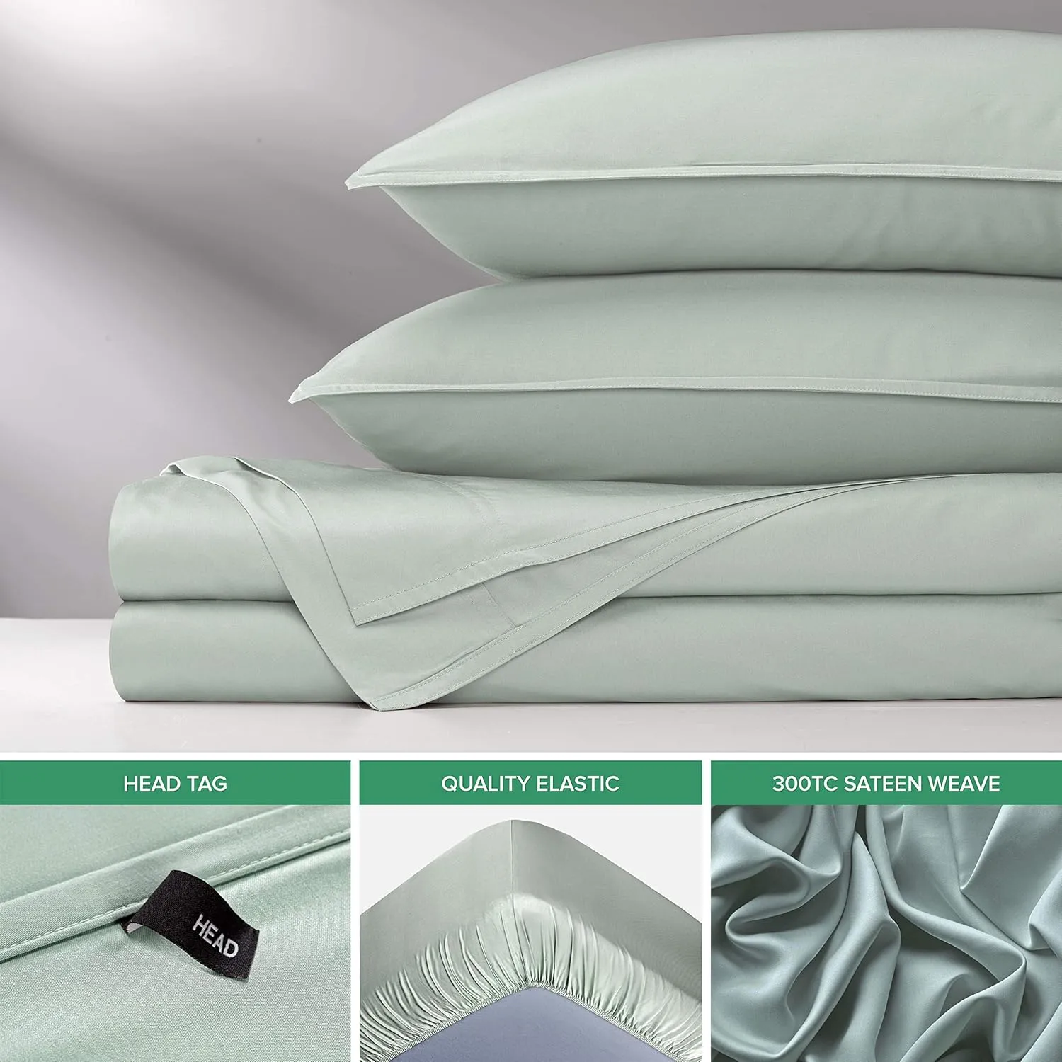 Queen Sheets by Pure Bamboo, Genuine 100% Organic Viscose Derived from Bamboo Bed Sheet Set, Luxuriously Soft & Cooling, Double Stitching, Lifetime Quality Promise (Queen, Sea Glass)
