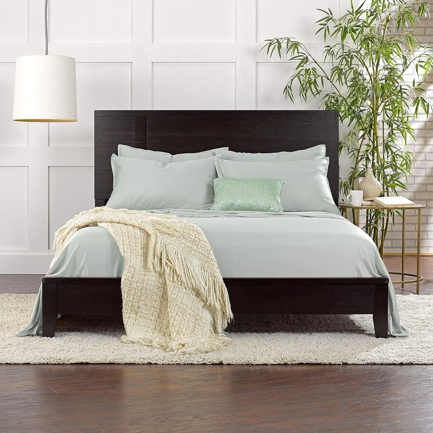 Queen Sheets by Pure Bamboo, Genuine 100% Organic Viscose Derived from Bamboo Bed Sheet Set, Luxuriously Soft & Cooling, Double Stitching, Lifetime Quality Promise (Queen, Sea Glass)