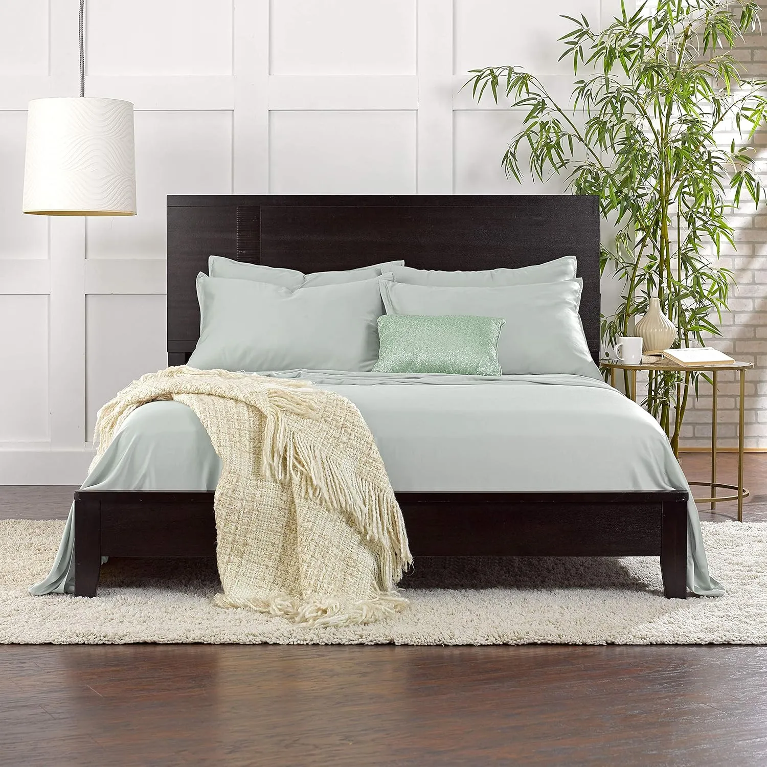 Queen Sheets by Pure Bamboo, Genuine 100% Organic Viscose Derived from Bamboo Bed Sheet Set, Luxuriously Soft & Cooling, Double Stitching, Lifetime Quality Promise (Queen, Sea Glass)