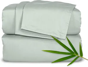 Queen Sheets by Pure Bamboo, Genuine 100% Organic Viscose Derived from Bamboo Bed Sheet Set, Luxuriously Soft & Cooling, Double Stitching, Lifetime Quality Promise (Queen, Sea Glass)