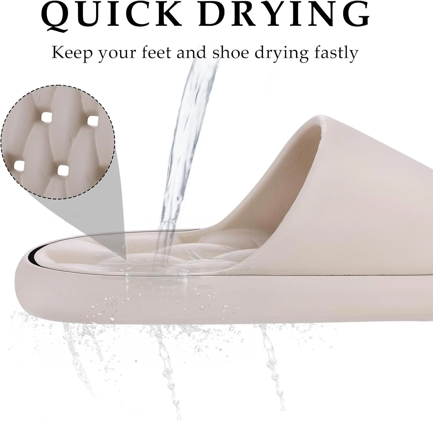 Quick Drying Shower Shoes Men Lightweight Shower Slippers with Drain Hole Soft Women Bathroom Slippers for Gym, Spa, Pool Anti-Slip Shower Shors Home Bathing Slipper Sandals